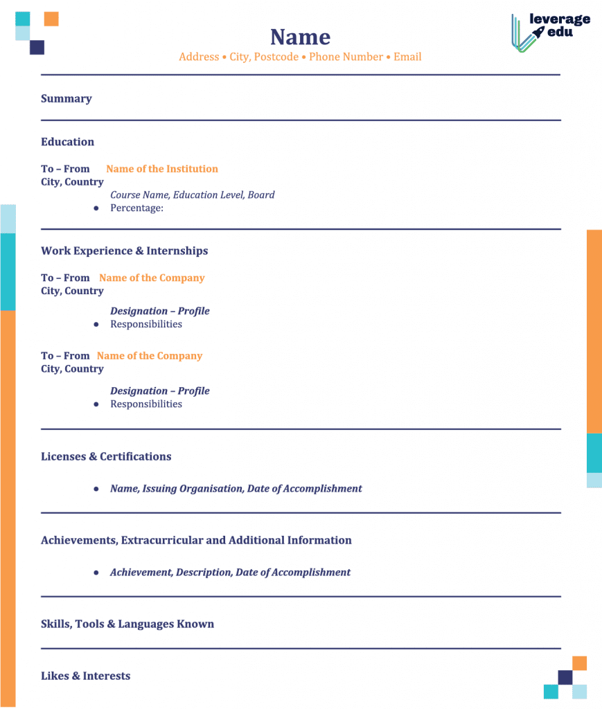 Cv Format Sample Template Tips Leverage Edu